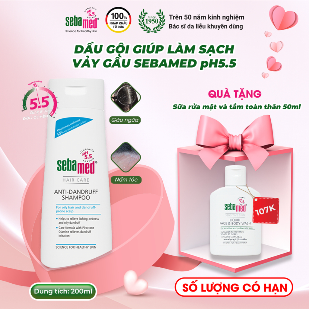 Ảnh Dầu gội giúp giảm gàu Sebamed Hair Care Anti-Dandruff Shampoo pH5.5 (200ml) 1
