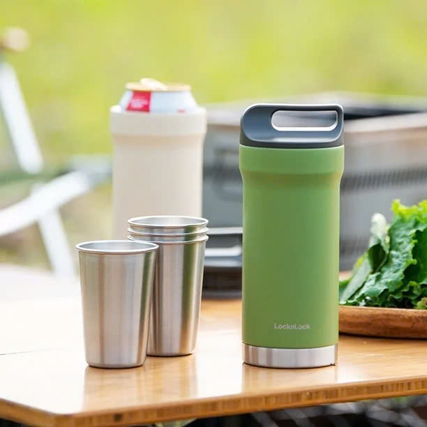 Bình Giữ Nhiệt LocknLock Hybrid Tumbler Set LHC4303 (420mlx1/190mlx4), 2 Màu, Có Quai Xách - K-MALL