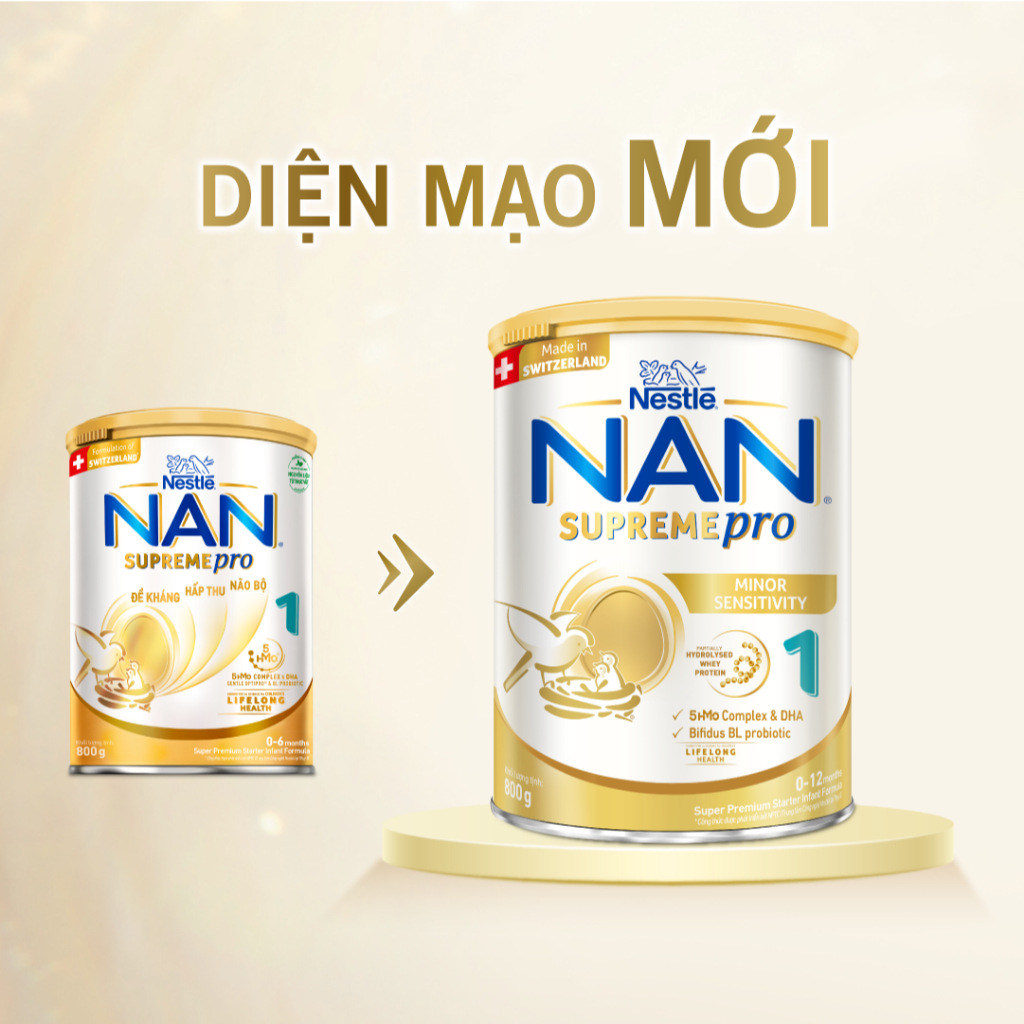 Ảnh Sữa bột Nestlé NAN SUPREMEPRO 1 800g nhập khẩu Đức với đạm thủy phân 1 phần, 5HMO & lợi khuẩn 1