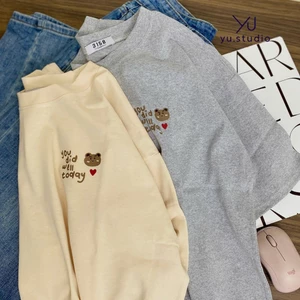 Áo thun nữ YUSTUDIO 3158 cotton khô form rộng tay lỡ in trước ngực mẫu mặt gấu you did well today