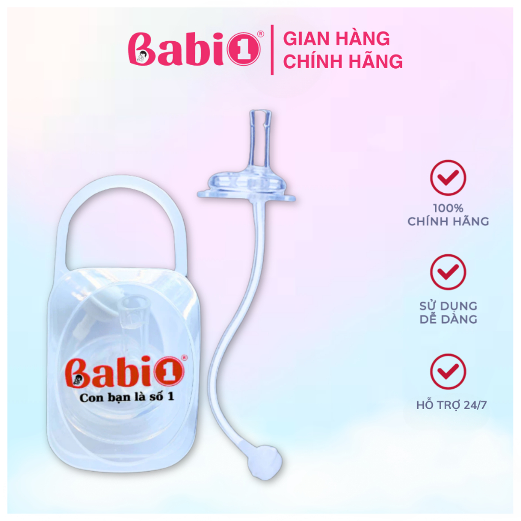 Ống Tập Hút Babi 1 Chống Sặc Silicon Cho Bình Cổ Rộng