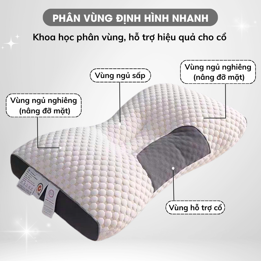 Ảnh Gối Công Thái Học Cao Cấp Gối Spa Nằm Êm Ái Thoáng Khí Giúp Chống Đau Vai Gáy Phù Hợp Người Lớn Hỗ Trợ Tư Thế Ngủ Ngon 4