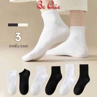 Tất vớ nữ nam VECYLA cao cổ T797 dễ thương hàn quốc,  2 màu Đen - Trắng dễ phối đồ
