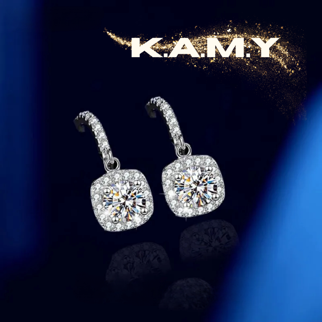 Bông Tai Đính Đá Cao Cấp Dáng Hình Khối Zirconia - Trang Sức KAMY