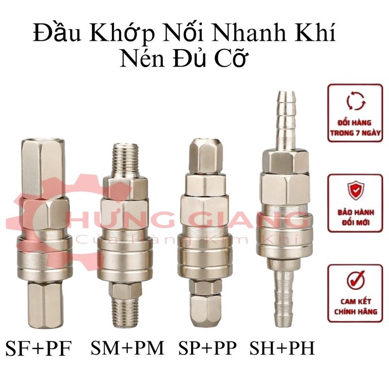 Đầu Nối Dây Hơi Khí Nén HÀNG Cao Cấp SP PP, SM PM, SH PH, SF PF đủ Cỡ