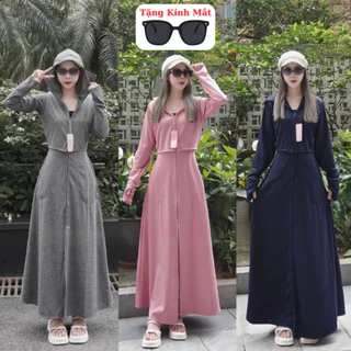 [ Cotton Cao Cấp ] Áo Chống Nắng Toàn Thân Croptop Cao Cấp Dày Dặn Đạt Chuẩn UPF 50+, Váy chống nắng Chống Tia UV >98%
