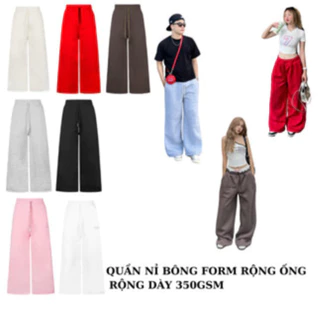 ( FORM RỘNG + NỈ BÔNG) QUẦN DÀI FORM RỘNG NỈ BÔNG UNISEX 380GSM Cotton 65/35 Form Rộng ĐEN.STU ( Q1 )