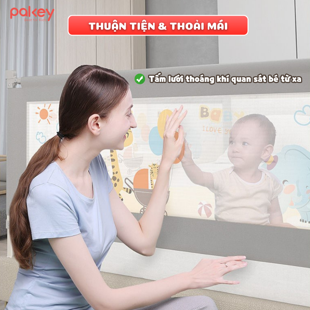 Thanh Chắn Giường Pakey Dạng Trượt Dễ Tháo Lắp 2026,Thanh Chặn Giường Họa Tiết Ngộ Nghĩnh An Toàn Cho Bé