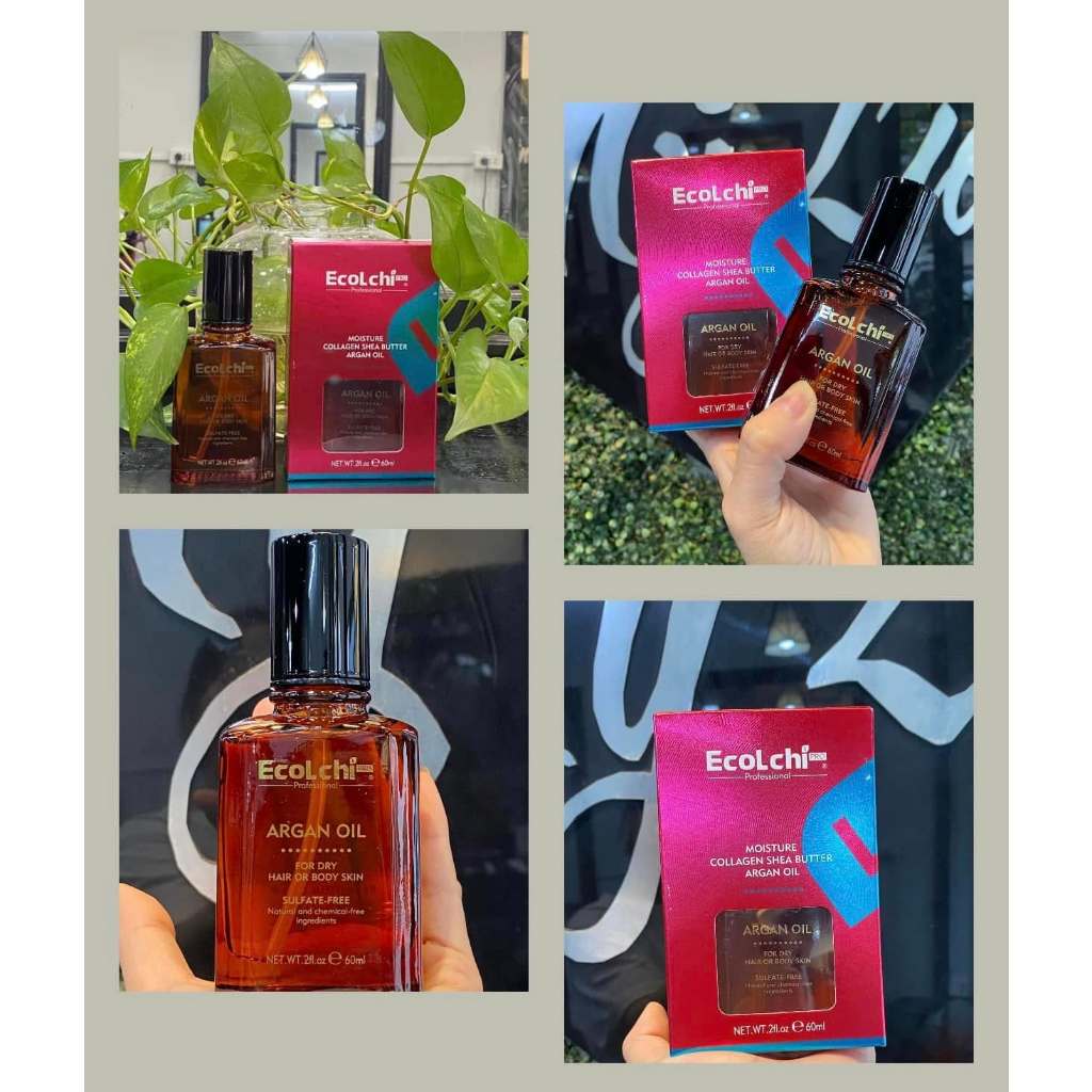 Tinh Dầu Dưỡng Tóc Argan Oil Ecolchi 60ml | Dưỡng Tóc Mềm Mượt, Bóng Khỏe & Dễ Chải