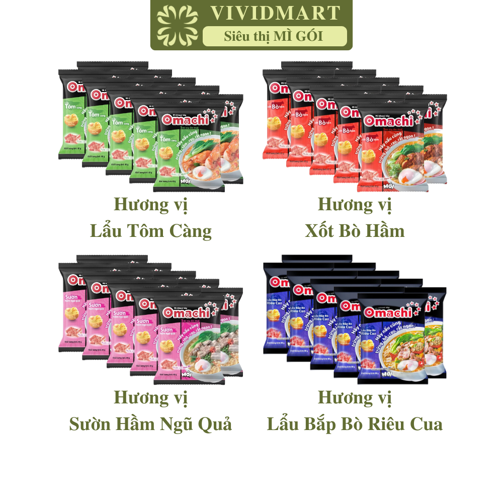 [SET10GÓI] - MASAN - Mì khoai tây Omachi 4 vị: Lẩu Tôm Càng, Xốt Bò Hầm ...