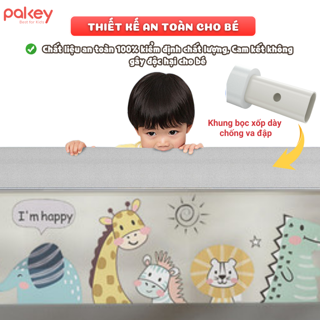Thanh Chắn Giường Nhật Bản Pakey 2026 - Quây Giường Chiều Cao 103cm Cải Tiến, Nâng Hạ 1-2 Bên Tiện Lợi