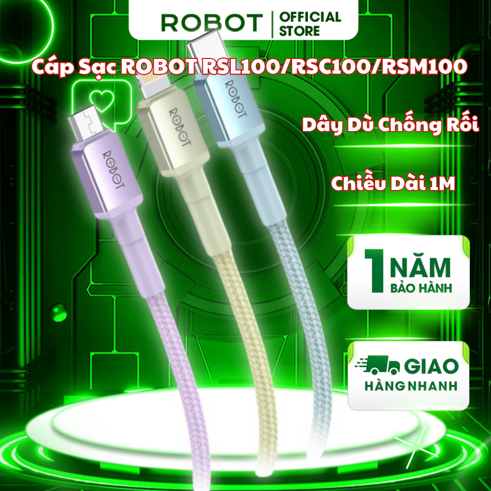 Ảnh Cáp Sạc ROBOT RSL100/RSC100/RSM100 Chiều Dài 1M Dây Dù Chống Rối 1
