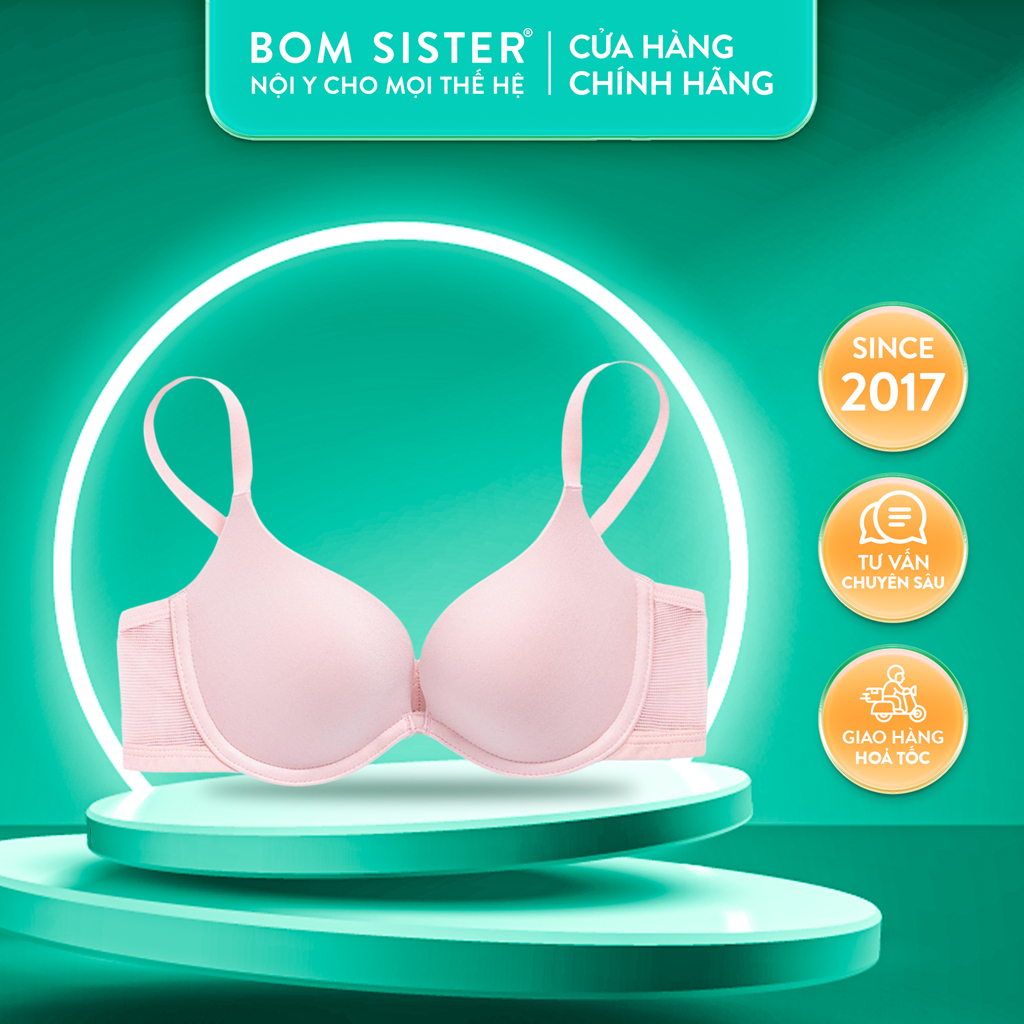 Ảnh Áo lót nữ có gọng, áo ngực mút mỏng thun lạnh dây liền bảng lưng phối lưới BOM Sister MU26015 1