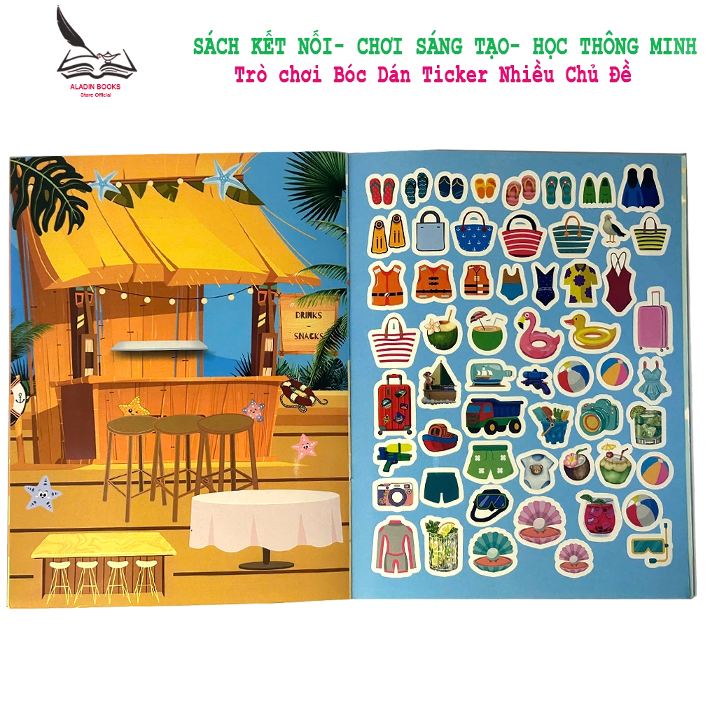Sách -Kết Nối Chơi - Sáng Tạo Học Thông Minh - Trò Chơi Bóc Dán Sticker Đồ Hàng Nhiều Chủ Đề