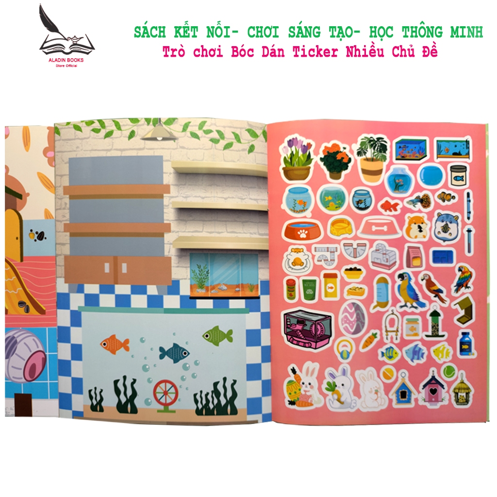 Sách -Kết Nối Chơi - Sáng Tạo Học Thông Minh - Trò Chơi Bóc Dán Sticker Đồ Hàng Nhiều Chủ Đề