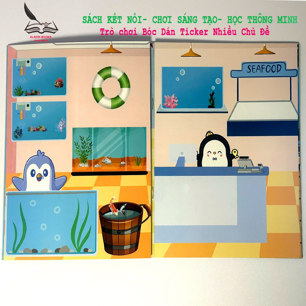 Sách -Kết Nối Chơi - Sáng Tạo Học Thông Minh - Trò Chơi Bóc Dán Sticker Đồ Hàng Nhiều Chủ Đề