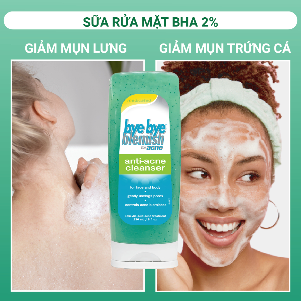 Ảnh DATE03/26-Sữa Rửa Mặt BHA 2% Sạch Sâu Và Ngăn Ngừa, Giảm Mụn Cho Da Dầu, Mụn Lưng Bye Bye Blemish For Anti-Acne Cleanser 1