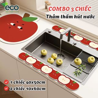 Bộ 3 Chiếc Thảm Thấm Hút Nước Bồn Rửa Bát, Thảm Thấm Hút Nhanh Khô Chất Liệu Bùn Tảo Cát Chống Trượt