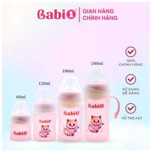 Combo Bình Sữa Thủy Tinh Babi 1 & Muỗng Thìa Cảm Biến Nhiệt Báo Nóng (60/120/180/240ml)