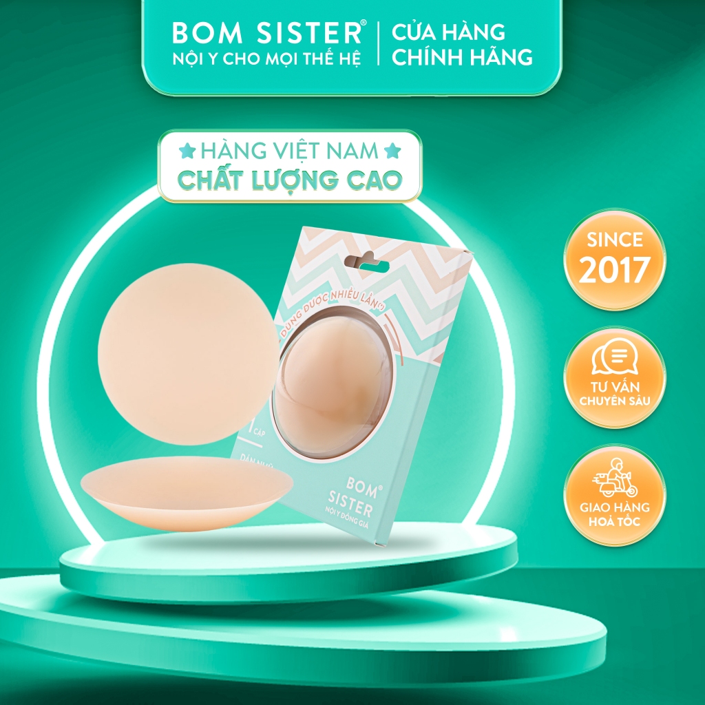 Ảnh Cặp dán nhũ silicon màu da,dán nhiệt tự thân,dán thông hơi có keo tái sử dụng BOM Sister D883 - D885 1