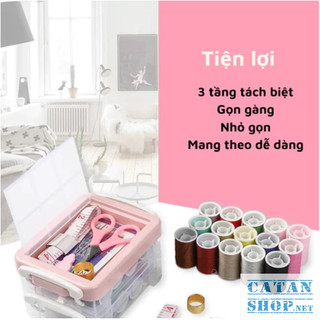 Hộp Kim Chỉ May Đồ Đa Năng 3 Tầng, Dụng Cụ Hỗ Trợ May Vá, Hộp Kim Chỉ 40 Món