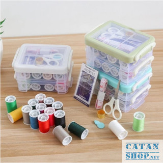 Hộp Kim Chỉ May Đồ Đa Năng 3 Tầng, Dụng Cụ Hỗ Trợ May Vá, Hộp Kim Chỉ 40 Món