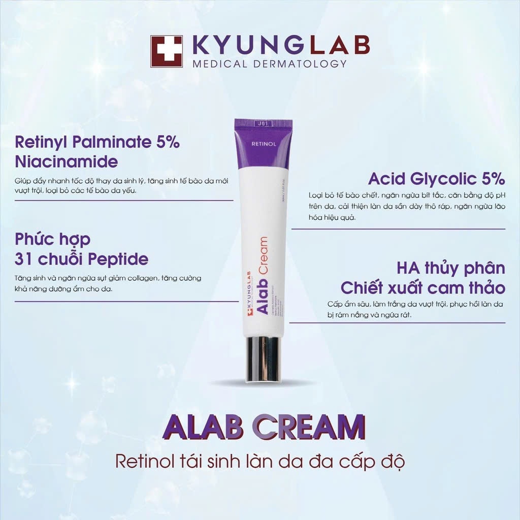 Kem dưỡng retinol KYUNGLAB ALAB CREAM 30ML phục hồi dưỡng trắng da ngừa mụn