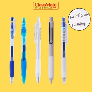 Bút Gel Đen Xanh Classmate Bút Nước Ngòi 0.5mm, Bút Gel Bấm Mực Không Thấm Nước, Viết Trơn Ra Đều Mực Ghi Chép, Viết Bài