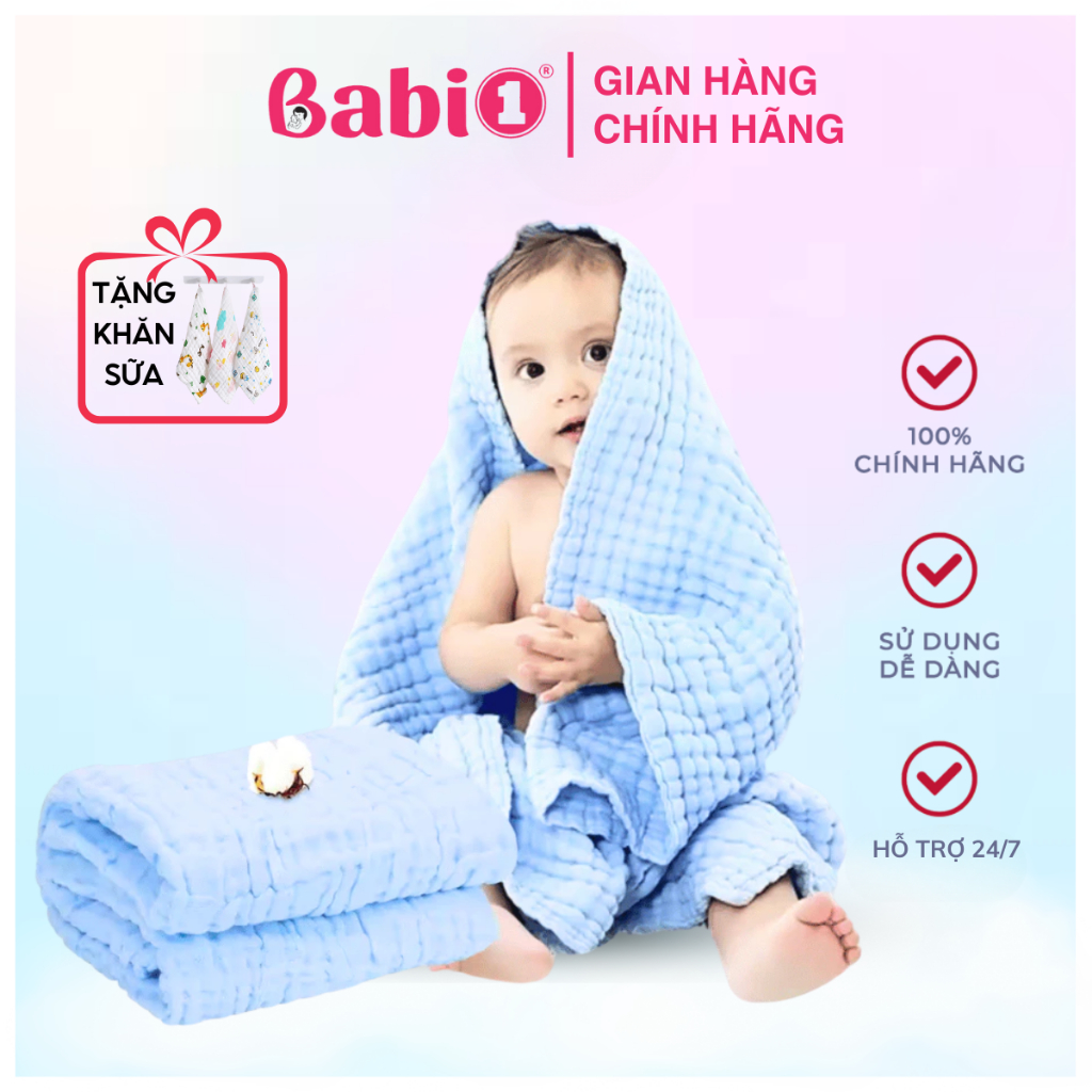 Khăn Tắm Chăn 6 Lớp Babi 1 Xô Muslin Xuất Nhật Cho Bé Size Lớn