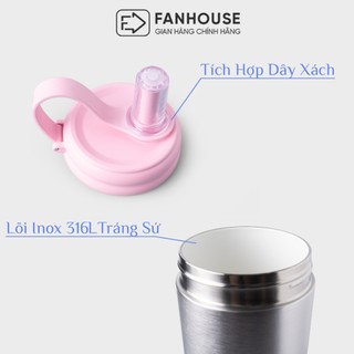 Ly giữ nhiệt Straw Cup inox 316L lõi phủ sứ cao cấp Fan House bình nước giữ nhiệt 750ml khắc tên