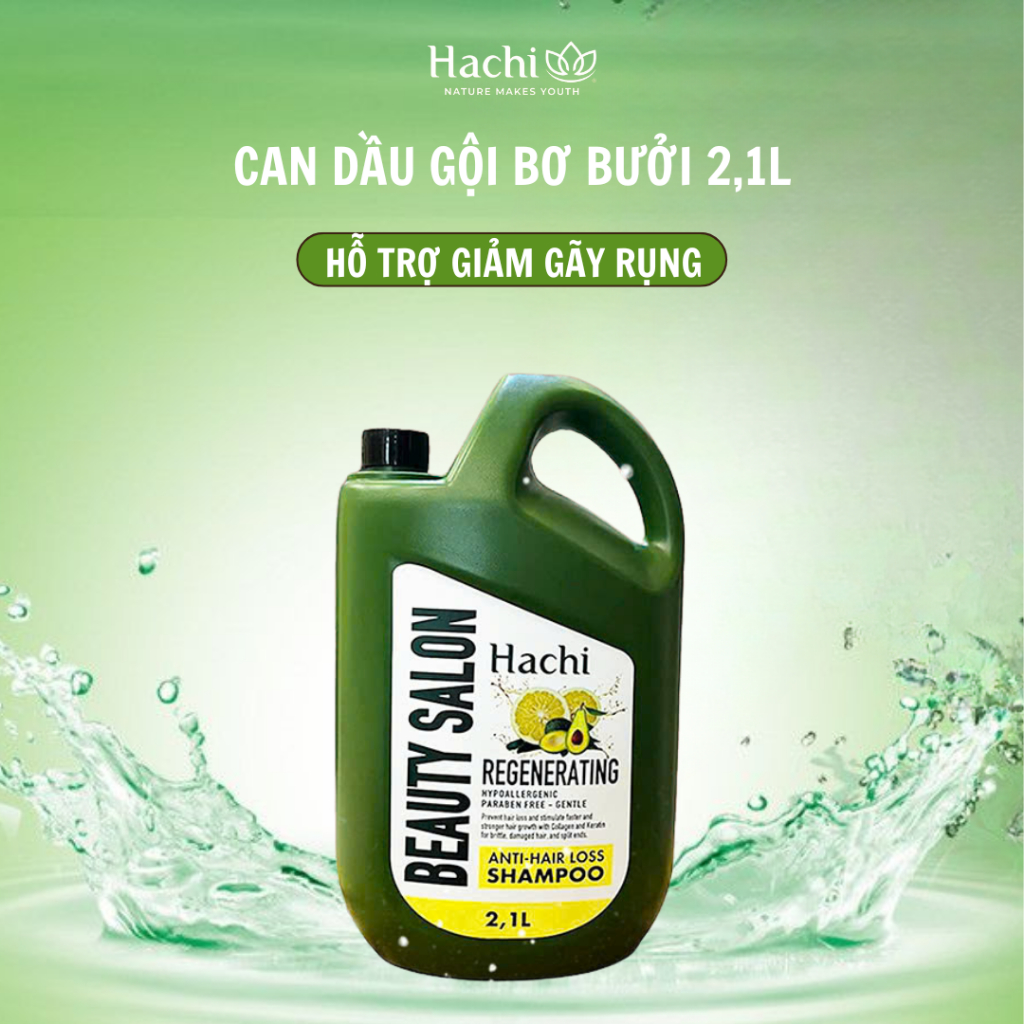 Can Dầu gội 2.1L kèm chai xả 350ml chiết xuất bơ bưởi Hachi Regenerating hỗ trợ giảm rụng, mọc tóc | BigBuy360 - bigbuy360.vn