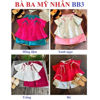 Bộ Bà Ba Mỹ Nhân Cho Bé Gái Chất Gấm Lụa Mặc Trung Thu, Đi Chơi, Pháp Phuc Lễ Chùa Gấm Lụa Có Nơ Bigsize BB03  - BEEKIDS