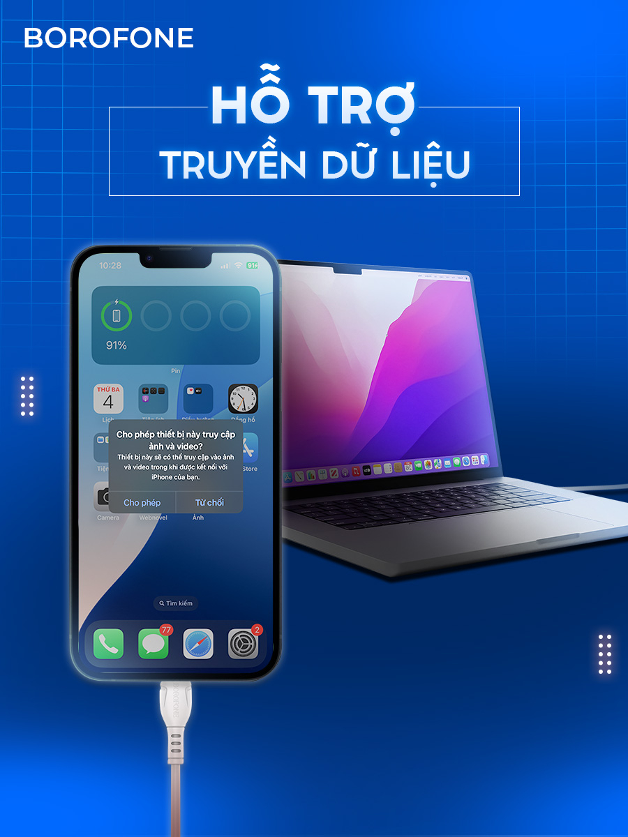 Ảnh Dây sạc iphone Borofone BX51, Dây cáp sạc chống đứt gãy 2.4A dài 1 mét cho iphone/android 4