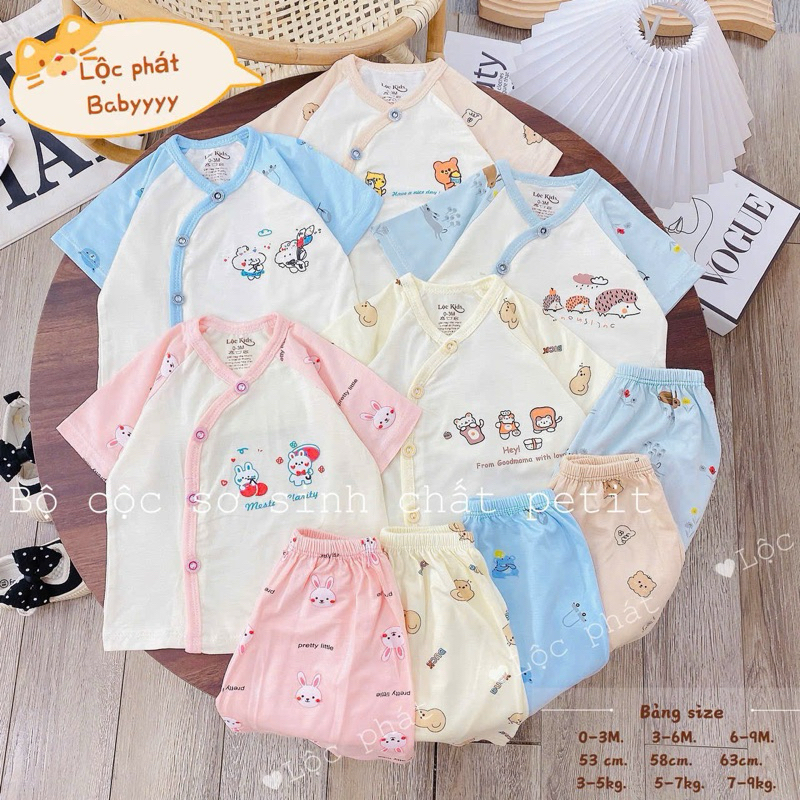 ( LPCT 09 Mềm Mát, Chất PETIT, Rẻ) [SET 3] Bộ Cộc Tay Thun Lạnh Sơ Sinh Cài Chéo Cho Bé Yêu Từ 0-9m