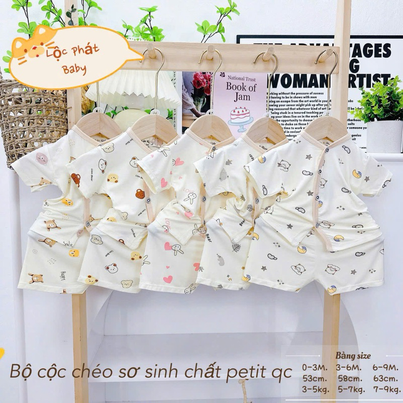 ( LPCT 12 Mềm Mát, Chất PETIT, Rẻ) Bộ Cộc Tay Thun Lạnh Sơ Sinh Cài Chéo Cho Bé Yêu Từ 0-9kg