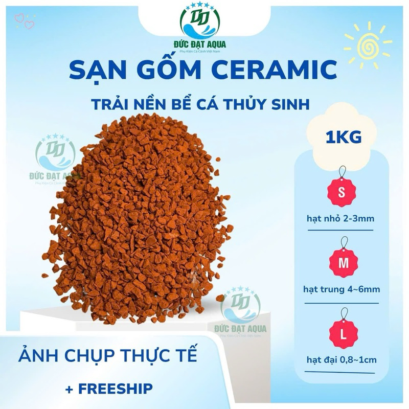 sạn gốm ceramic (màu đỏ) Trải Nền Hồ Thủy Sinh cho tép cảnh