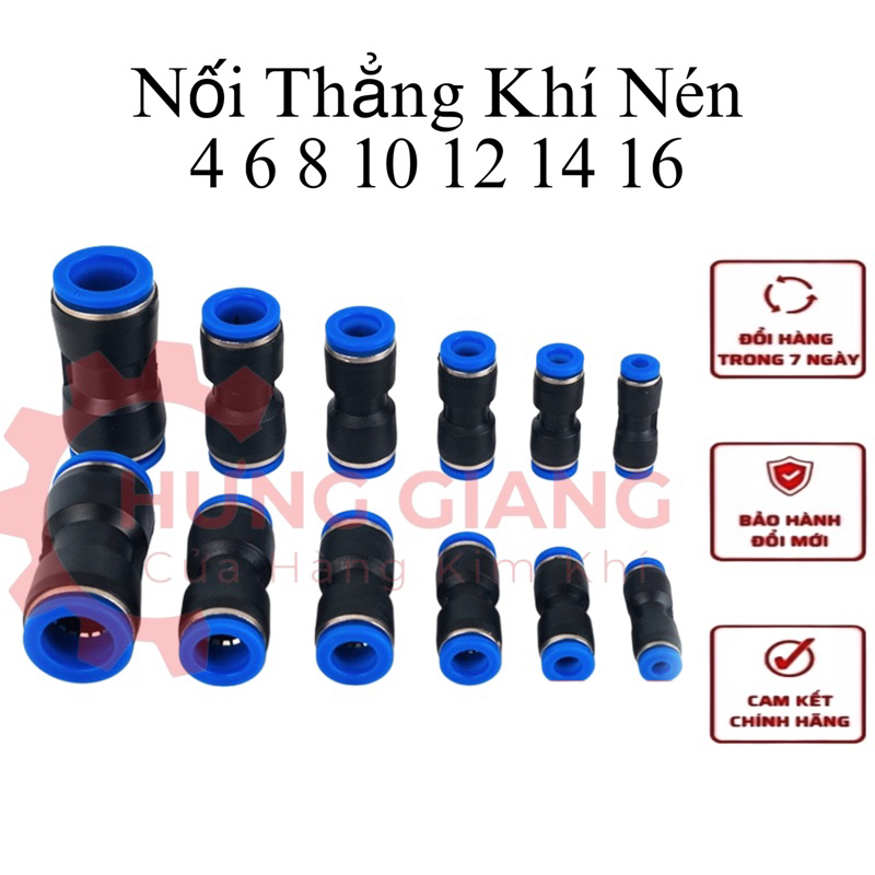 10C Khớp Nối Nhanh Hai Đầu Thẳng Nối Ống 4,6,8,10,12,14,16 Khớp Nối Ống PU