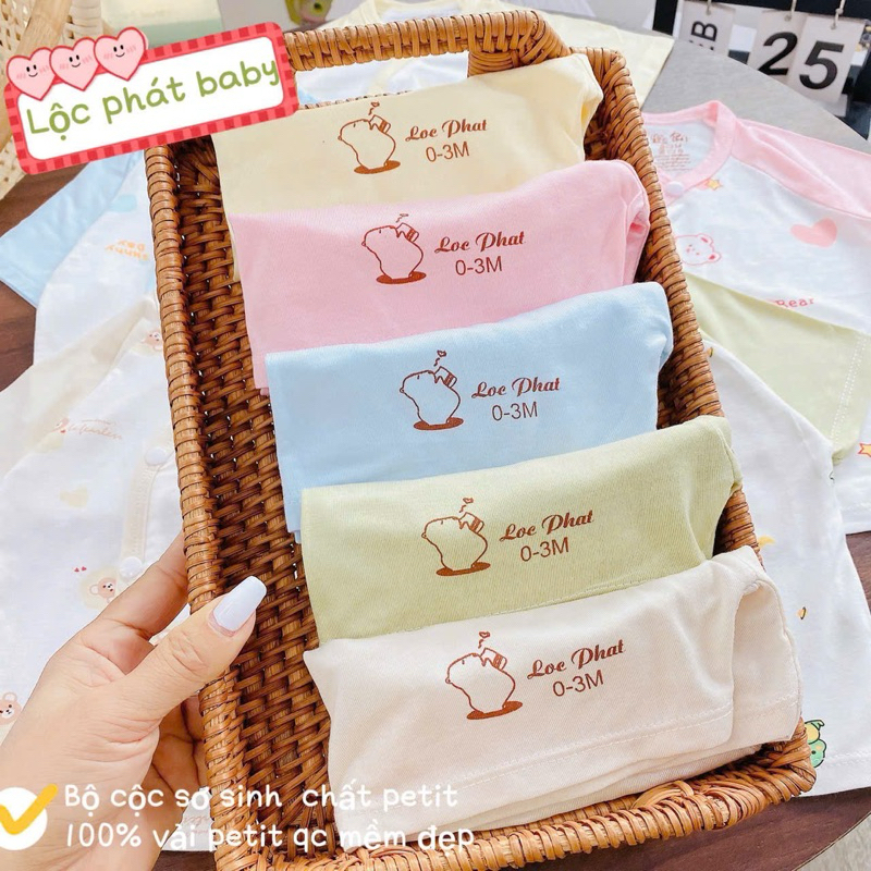 ( LPCT 11 Mềm Mát, Chất PETIT, Rẻ) Bộ Cộc Tay Thun Lạnh Sơ Sinh Cài Chéo Cho Bé Yêu Từ 3-9kg