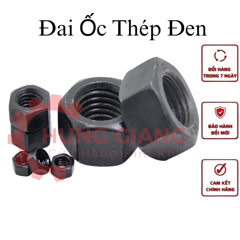 5 Đai Ốc Ê Cu M24,M27,M32,M36 Ren Thô Màu Đen