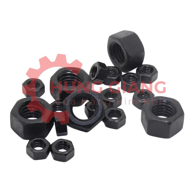 5 Đai Ốc Ê Cu M24,M27,M32,M36 Ren Thô Màu Đen