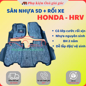 Thảm Lót Sàn NHỰA 5D TRÀN VIỀN xe Honda HRV đời 2022 - 2025 Loại NHỰA 5D TPE Tràn Viền Cao Cấp, không thấm nước - 2 hàng