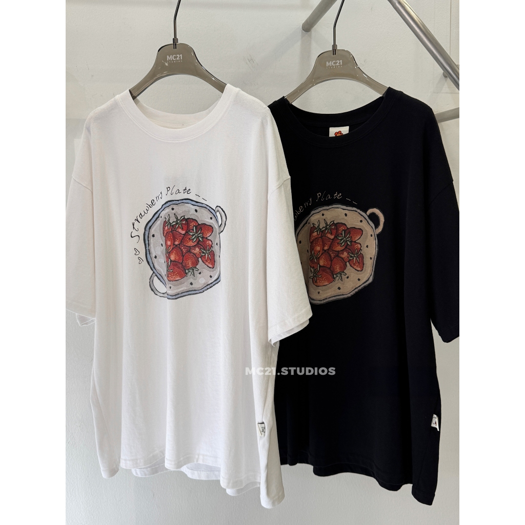 Ảnh Áo phông oversize tay lỡ hình đĩa bánh dâu tây chất cotton xịn dày MC21.studios a4341 1