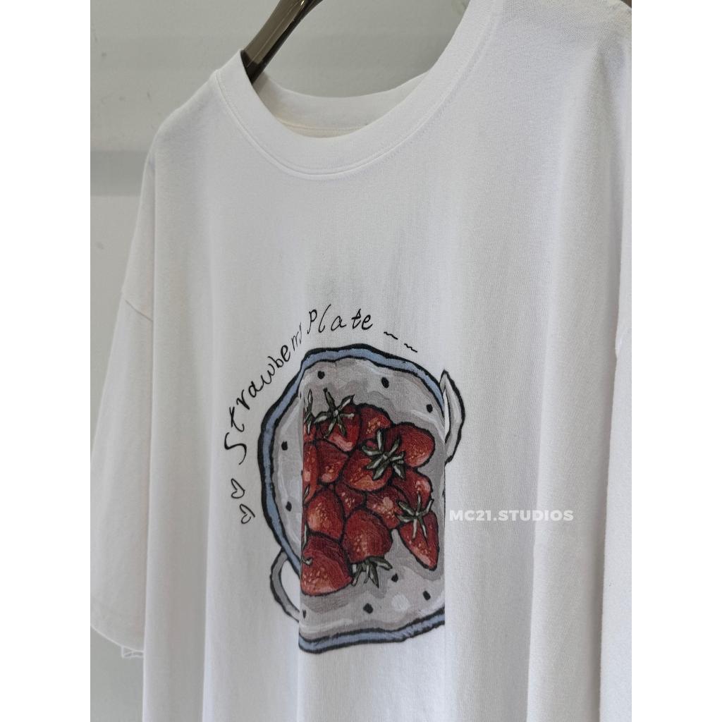 Ảnh Áo phông oversize tay lỡ hình đĩa bánh dâu tây chất cotton xịn dày MC21.studios a4341 4