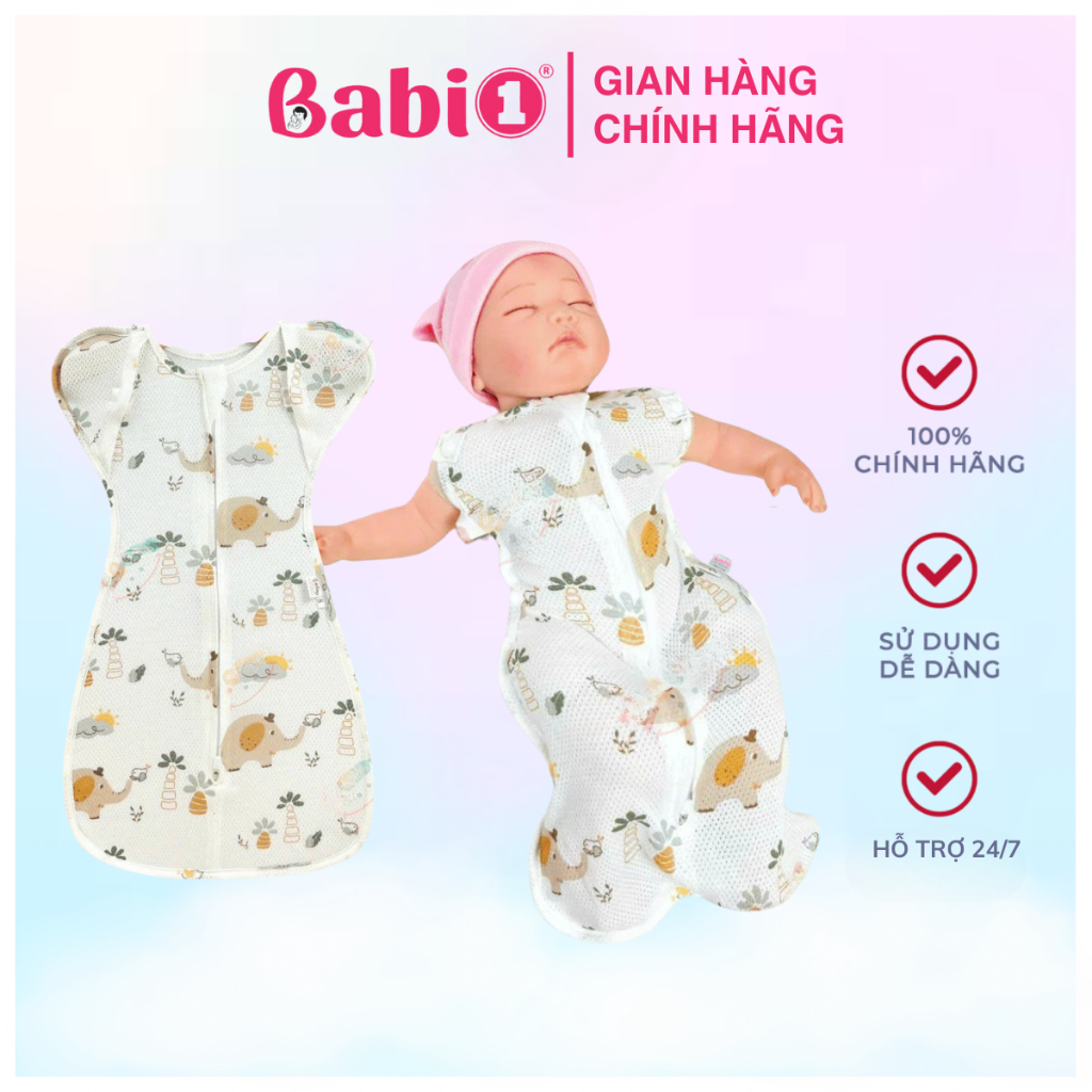 Chũn Nhộng Thông Hơi Babi1 Mở Tay Chống Giật Mình Cho Bé (Chọn Họa Tiết)