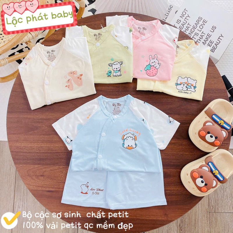 ( LPCT 13 Mềm Mát, Chất PETIT, Rẻ) Bộ Cộc Tay Thun Lạnh Sơ Sinh Cài Chéo Cho Bé Yêu Từ 0-9kg