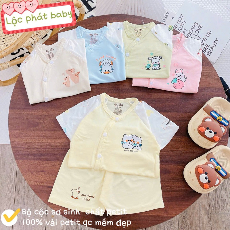 ( LPCT 13 Mềm Mát, Chất PETIT, Rẻ) Bộ Cộc Tay Thun Lạnh Sơ Sinh Cài Chéo Cho Bé Yêu Từ 0-9kg