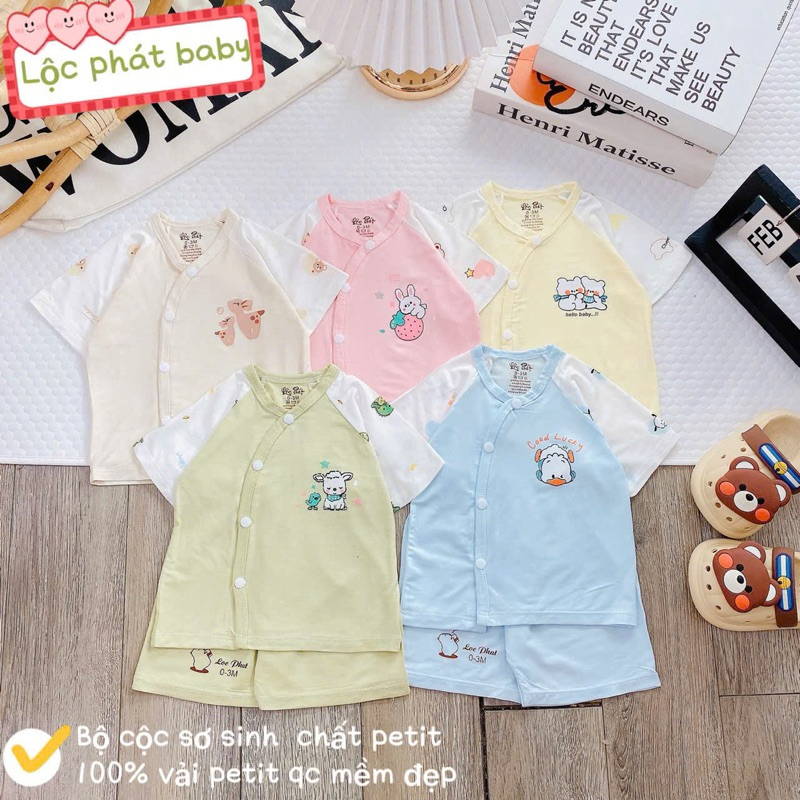 ( LPCT 13 Mềm Mát, Chất PETIT, Rẻ) Bộ Cộc Tay Thun Lạnh Sơ Sinh Cài Chéo Cho Bé Yêu Từ 0-9kg