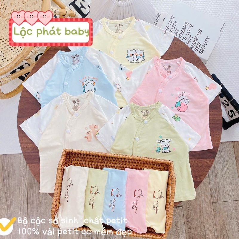 ( LPCT 13 Mềm Mát, Chất PETIT, Rẻ) Bộ Cộc Tay Thun Lạnh Sơ Sinh Cài Chéo Cho Bé Yêu Từ 0-9kg