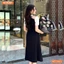 Đầm thiết kế BEMINE cổ V khoét vai đính cúc dáng chữ A phù hợp đi làm-MT10101