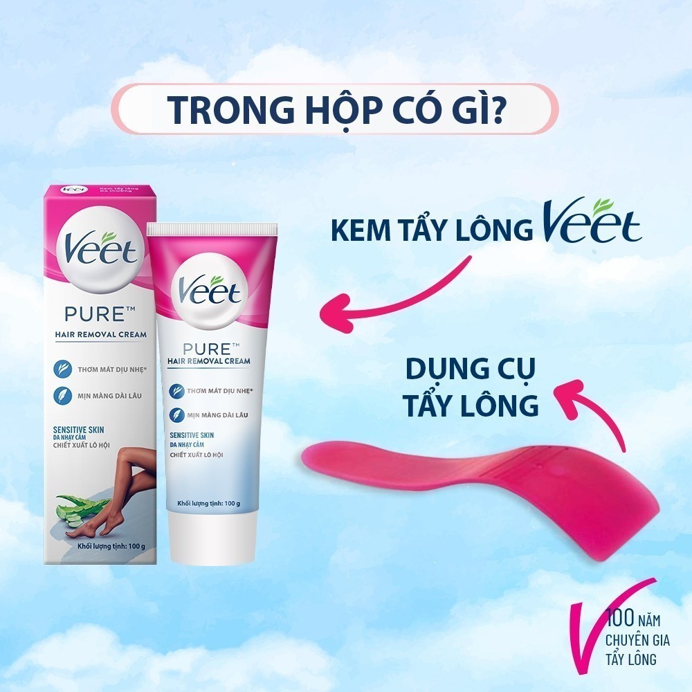 Ảnh [MỚI] Combo 2 hộp Kem tẩy lông Veet Pure cho da nhạy cảm, 100g/hộp tiết kiệm, công thức Pure cải tiến 2